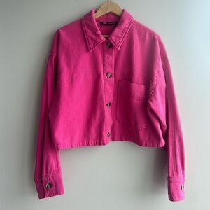 Zara cropped Barbie pink jacket